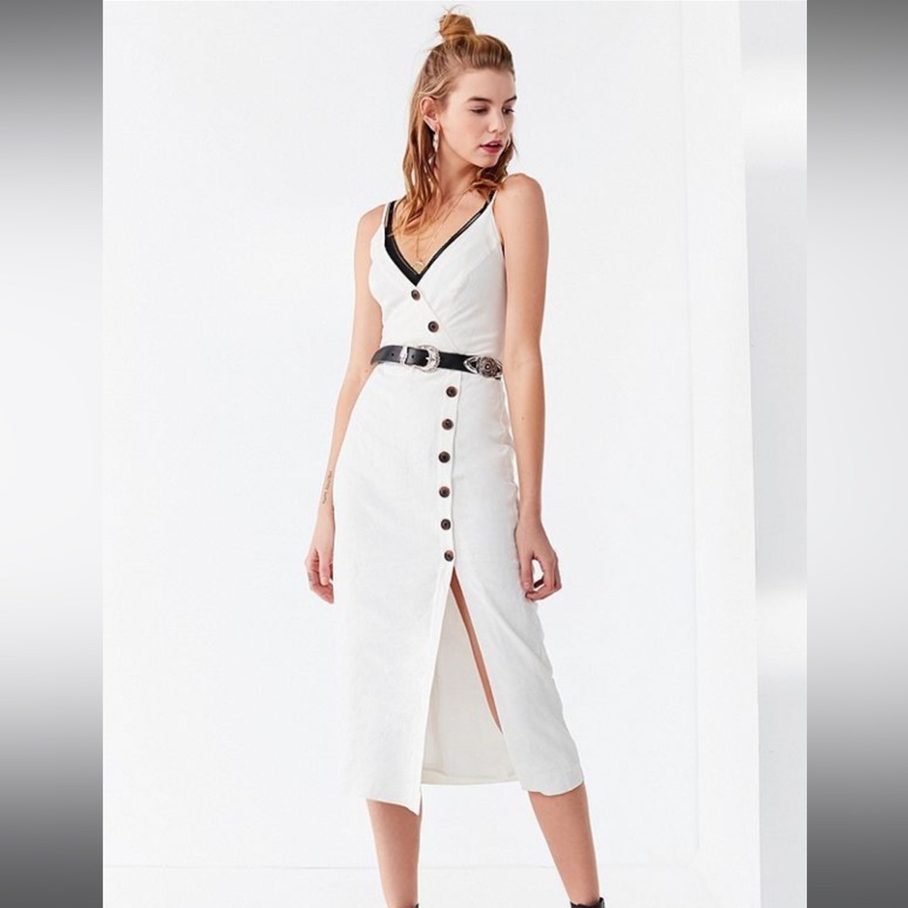 Urban Outfitters button down linen midi dress LARGE